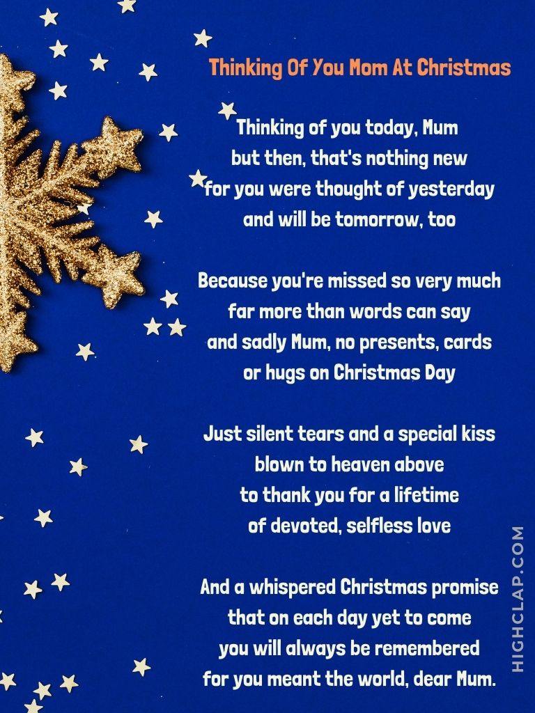 Moms First Christmas In Heaven Poem - Thinking Of You Mom At Christmas