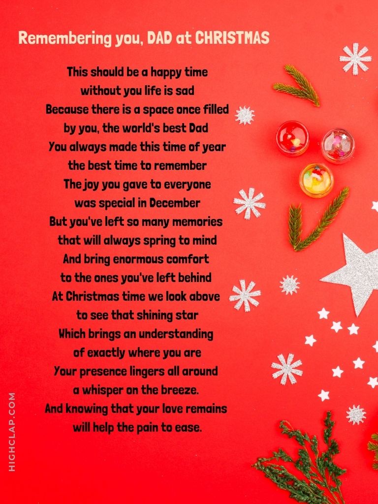 Dads First Christmas In Heaven Poem titled Remembering you, DAD at CHRISTMAS