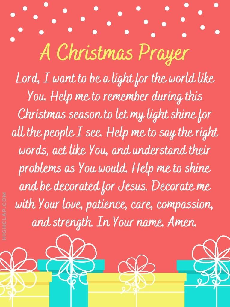 Christmas Prayers For Kids - Lord, I want to be a light for the world like You.