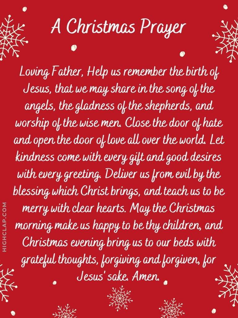 Christmas Prayers For Dinner - Loving Father, Help us remember the birth of Jesus