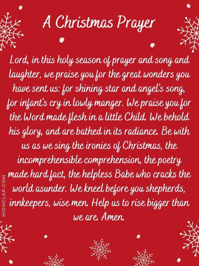 Catholic Christmas Prayers -Lord, in this holy season of prayer and song and laughter 