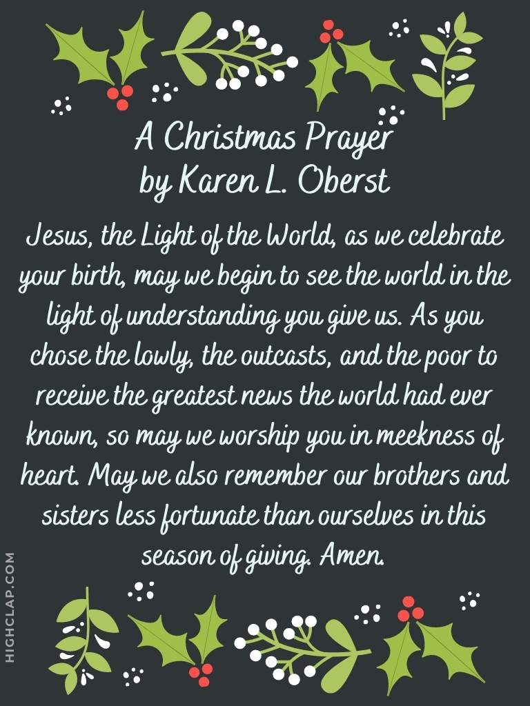 Catholic Christmas Prayer by Karen L. Oberst wishing Jesus a happy birthday