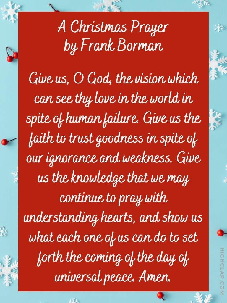 Catholic Christmas Prayer by Frank Borman