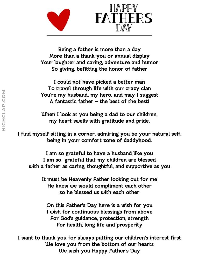 Fathers Day Poems For Husband - Caring Husband & Father