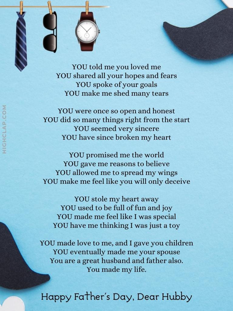 Fathers Day Poems For Husband - Greatest Father