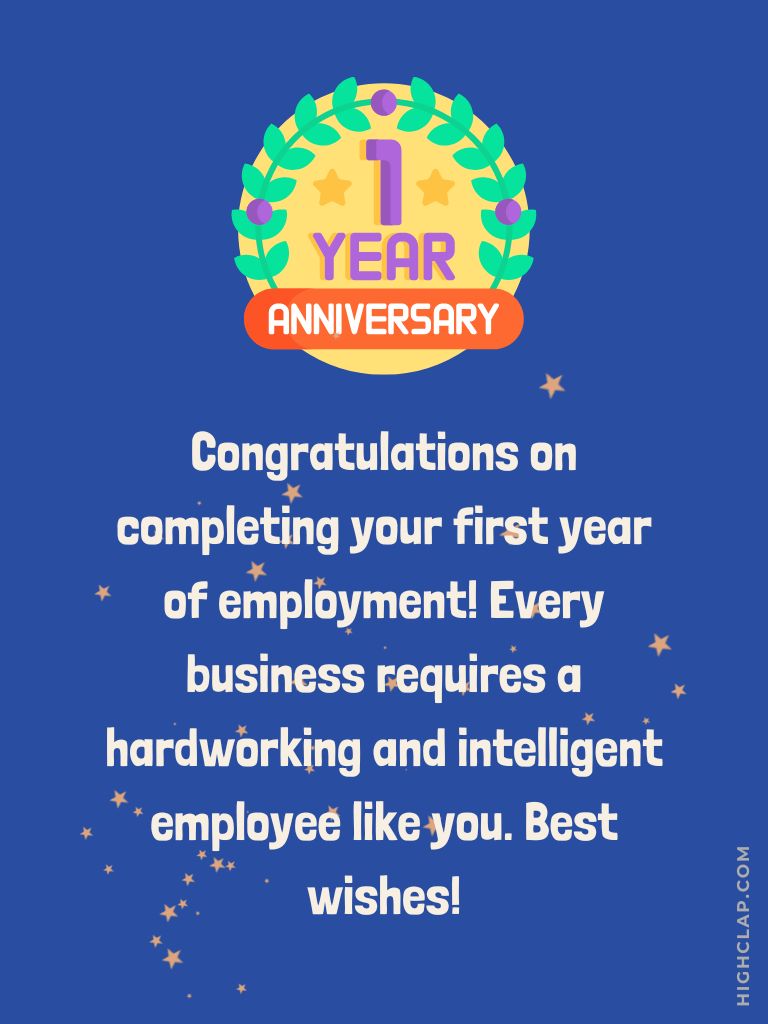 Happy 1 Year Work Corporate Anniversary wish
