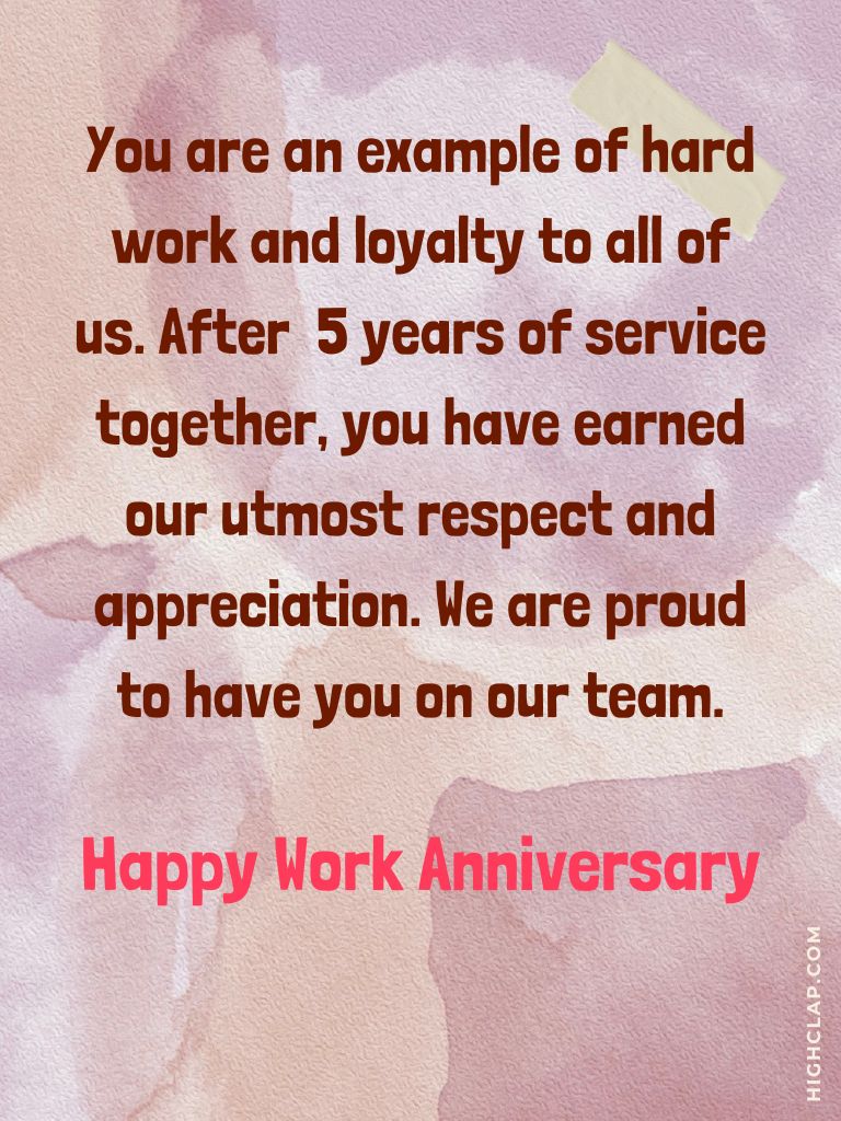 Happy 5th Year Work Anniversary Quote